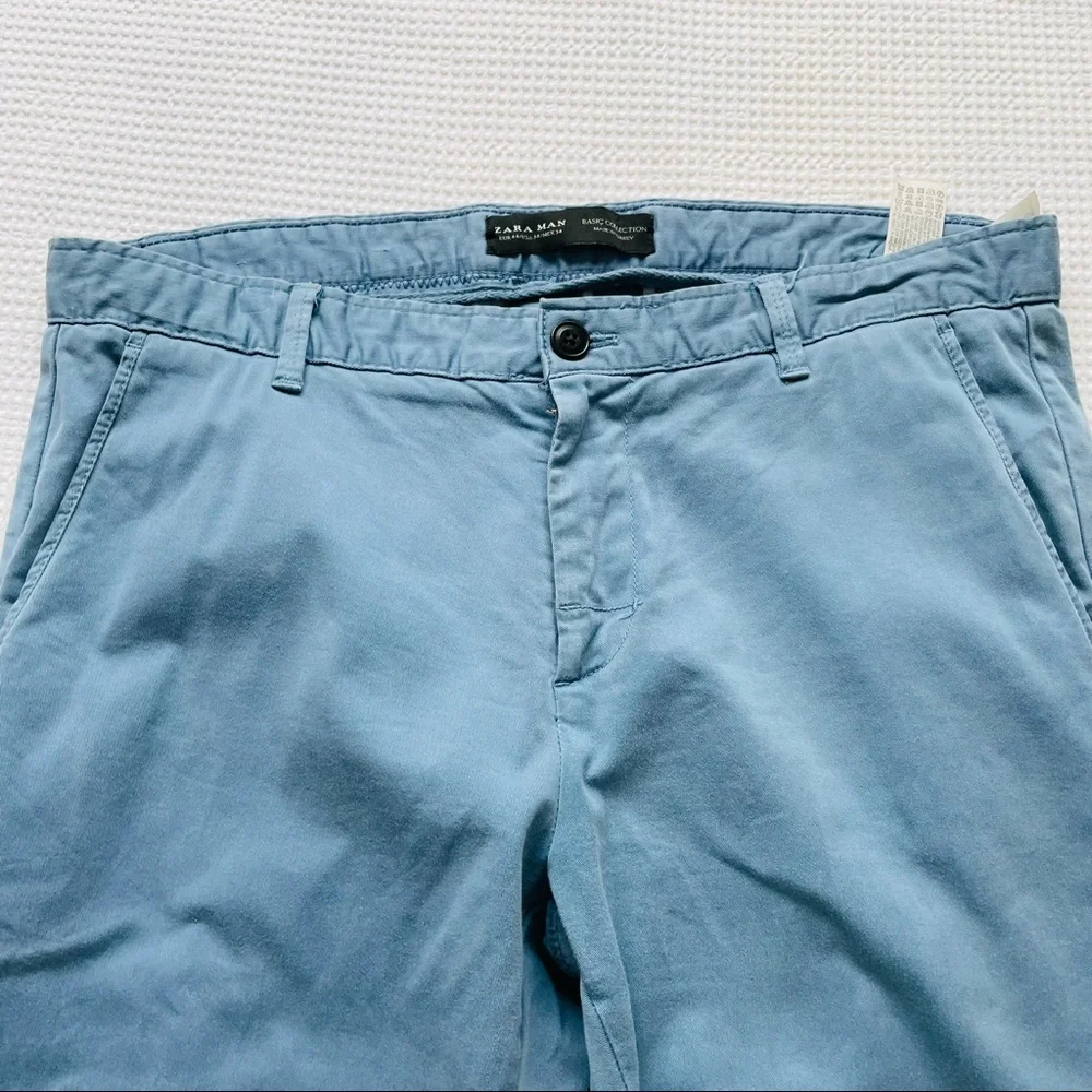 ZARA MAN Blue Chinos Pants Size 34 Smart Casual Office Work Corporate Event - Picture 3 of 9